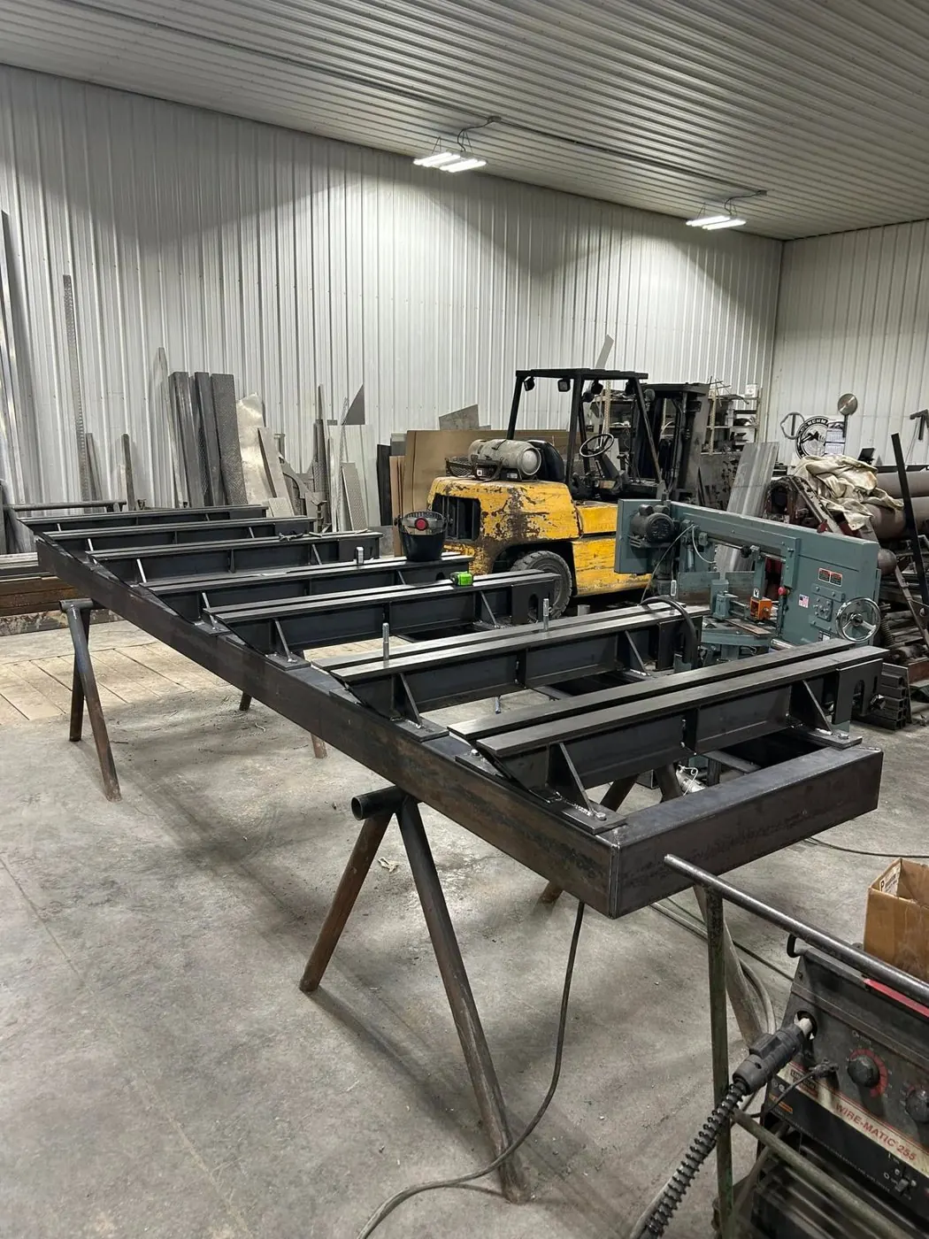 Large welded steel frame under fabrication