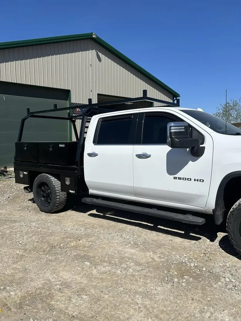 Custom flatbed service truck fabricated by Precision Fab and Weld